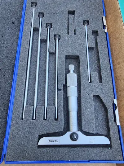 Fowler 0"-6" Depth Micrometer With Plastic Case Like New, View more