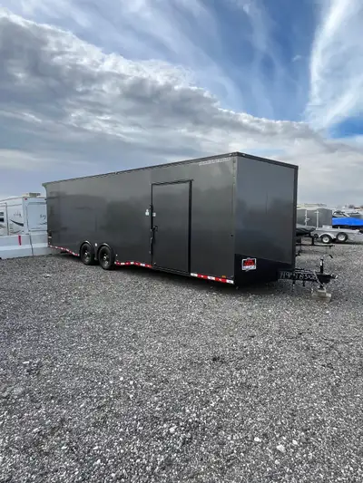 2025 Enclosed 28x8.5 Cargo/Car trailer. E track on floors and walls. Centre ht 87”, inside dr ht 86”...