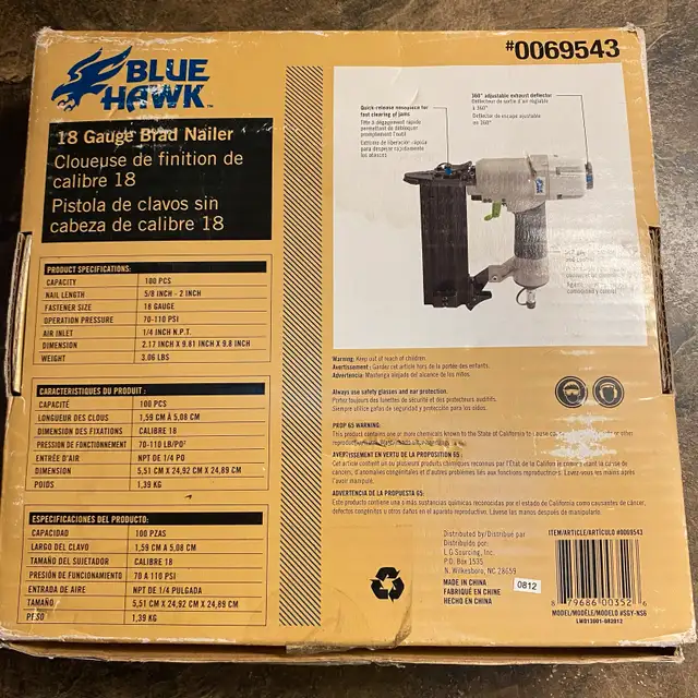 Blue Hawk 18 Gauge Brad Nailer Pneumatic GUC in Power Tools in North Bay - Image 3