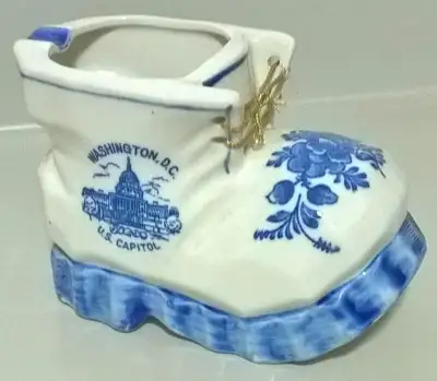 Vintage Souvenir US Capitol Washington DC Porcelain Boot Ashtray, View more