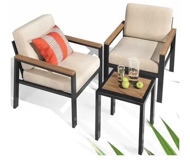 Aluminum and Poly Lumber Outdoor 3 Piece Patio Set, We63234832993665121