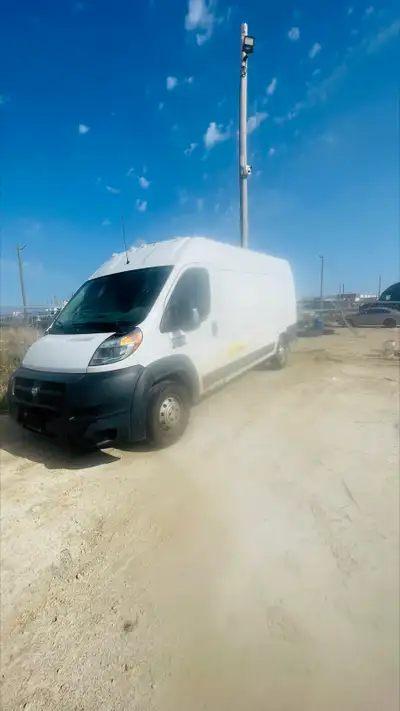 This Ram ProMaster cargo van is currently in damaged condition, featuring significant exterior impac...