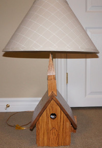 Solid Oak Table Lamp Handcrafted Unique Church