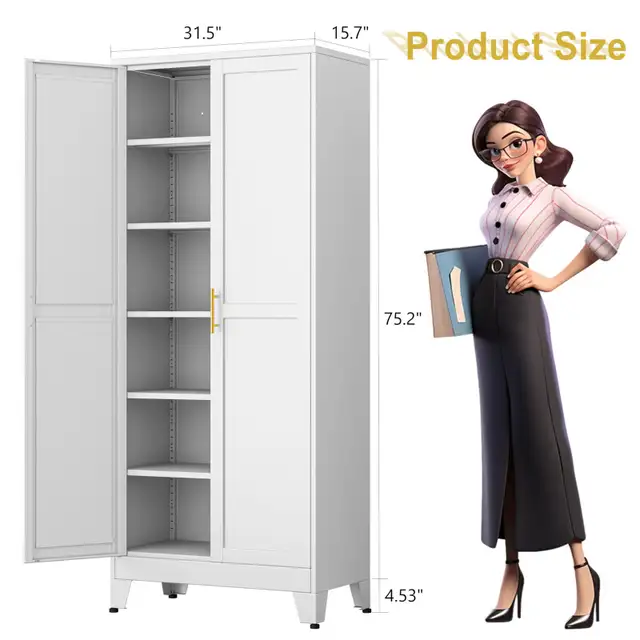 pozdeg 75” Tall Pantry Cabinet, Metal Kitchen Storage in Bookcases & Shelving Units in City of Toronto - Image 4
