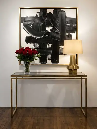1970s Vintage brass console table (entryway table, sofa table), View more