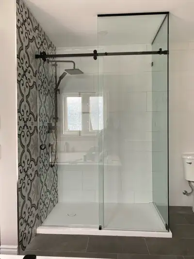 CUSTOM SHOWER GLASS ENCLOSURES SHOWER DOORS BATHTUB GLASS SLIDER, View more