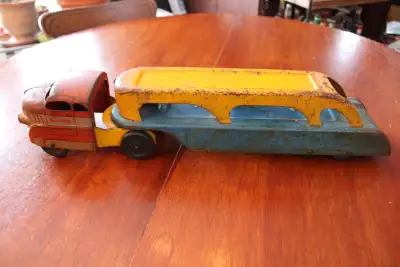 Vintage Wyandotte Pressed Steel Truck With Car Hauler/Trailer, View more