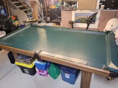 56" by 102" outside dimensions 92.5 inch by 46 inch bumper to bumper 1" slate bought from dufferin g...