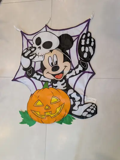 Gemmy Disney Halloween Mickey Skeleton Fabric Wall Hanging Decor, View more
