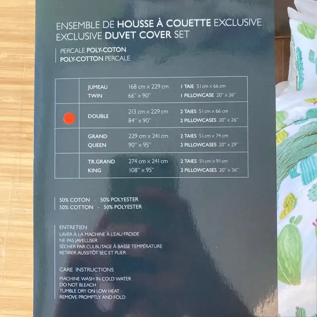 NEW Cactus print duvet cover set - double in Bedding in Ottawa - Image 4