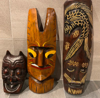 Masques en bois massif sculpté à la main