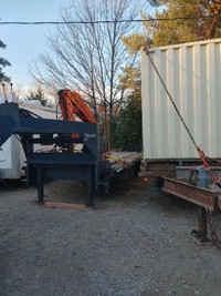 5th wheel 10T 30feet flat deck trailer & crane
