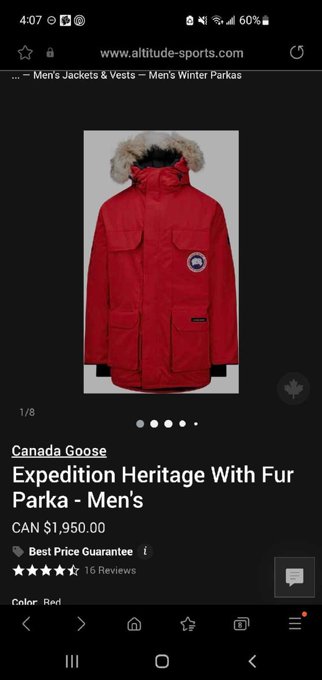 Men's Canada Goose Expedition Parka with Fur Red in Men's in Oshawa / Durham Region - Image 2