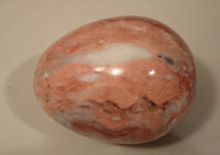 Vintage Peach Pink and White Marble Stone Egg Paperweight