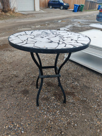 Round Mosaic  Patio Table with Metal Base