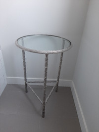 Round accent table - metal with glass top