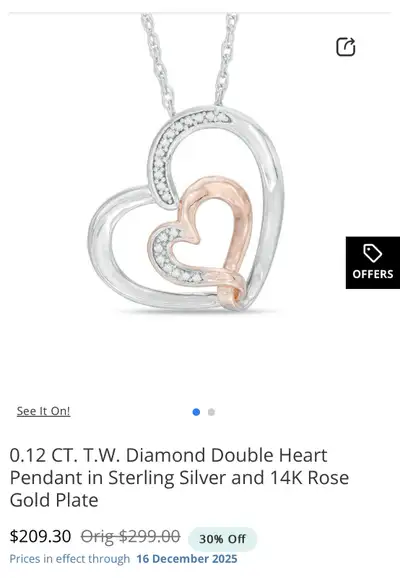 925 silver necklace with diamonds 0.12 CTW  , View more