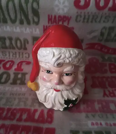 Vintage Sankyo Porcelain Music Box Rotating Santa Claus Head, View more
