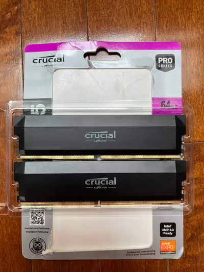 Crucial Pro DDR5 RAM 64GB Kit (2x32GB) 6400MHz CL40, View more