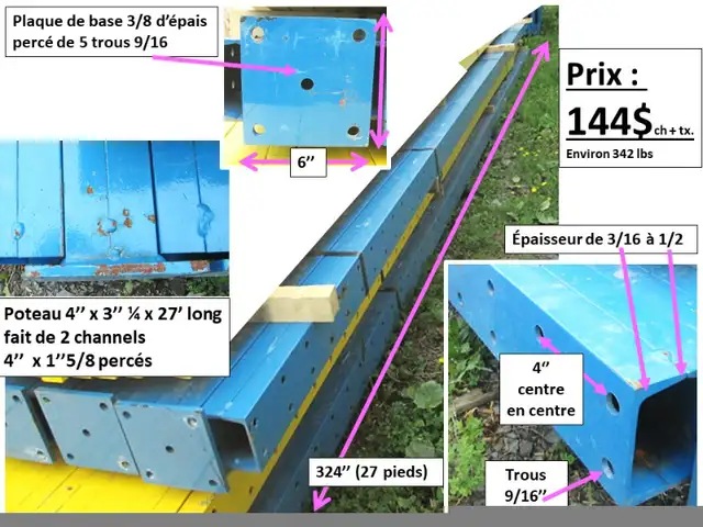 Channel (poutre en C) 5'' x 1'' 5/8 x 96'' et autres in Other in Thetford Mines - Image 5