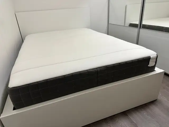 IKEA full size bed frame + mattress + mattress protector in Beds & Mattresses in Vancouver - Image 3