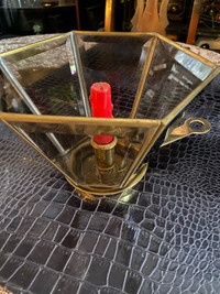 BRASS AND GLASS CANDLE HOLDER