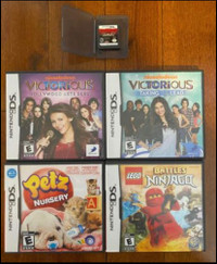 20$ - 5 Nintendo DS Games (Lego Ninjago, Victorious, Petz, Untam