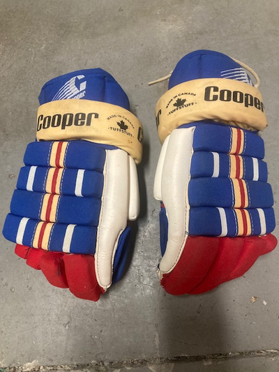 Vintage Cooper Tuff Stuff Hockey Gloves Blue Red White, View more