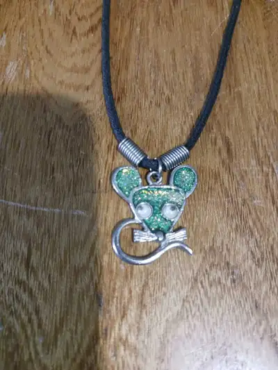 Mouse pendant with googly eyes necklace, View more
