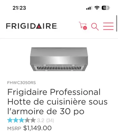 Frigidaire Professional 30-inch Under-Cabinet Range Hood, View more