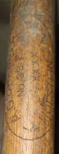 Antique A.G. Brebner baseball bat. 1930s era.