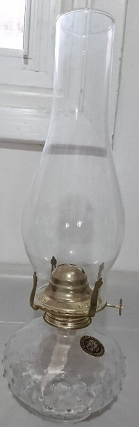 Vintage Oil Lamp Clear Hobnail Lamplight Farms Hurricane Lamp