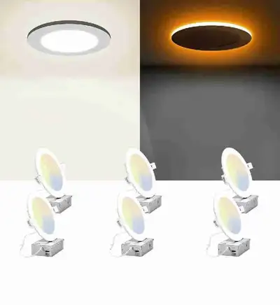 INCARLED 6Inch 5CCT LED Recessed Slim Pot Lights with Night Light, 2700K/3000K/3500K/4000K/5000K Dim...