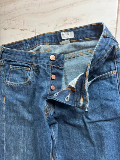 VINTAGE BUTTON-FLY JEANS, View more