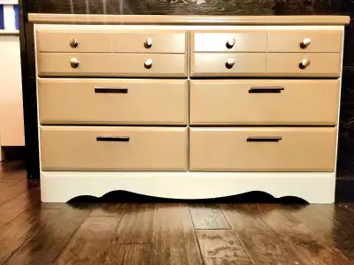 Mushroom and Cream neutral dresser with champagne gold, View more