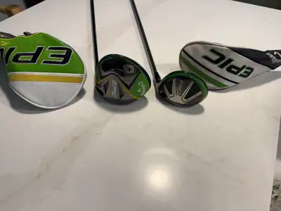 callaway epic flash driver & 3 wood w head covers, View more