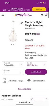 Oversize Brand new mario 1 - light single teardrop Hamilton Ontario Preview