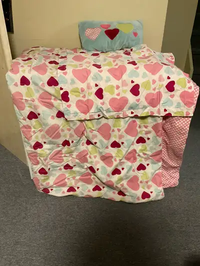 Girls twin comforter with matching sham and throw pillow, View more