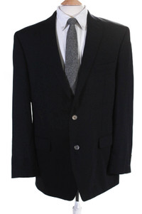 CALVIN KLEIN Navy 100% Wool 2 Button Suit Blazer Jacket 44 L