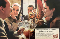 1966 Schlitz Beer w/Server XLarge 2-Page Original Ad