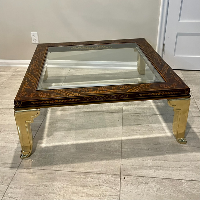 Mid-Century 1960s Italian Oriental Coffee Table w/ Brass Legs in Other Tables in St. Catharines