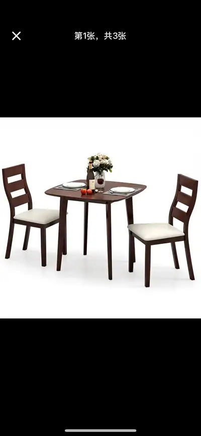 new Mid-Century Modern Dining Table Set for 2, Wooden round, View more