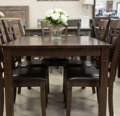 Must Go ASAP….!!!! 7 Piece Wooden Dining Table Set With 6 Ch, View more