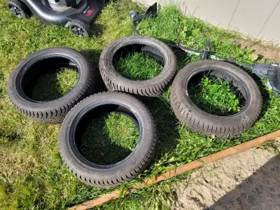 Tires only used for one winter. Tread is great on all of them. Three tires are studded and one is no...
