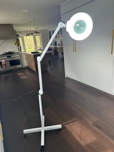 LED magnifying floor lamp, rolling base & touch control, View more