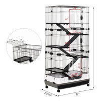 32"L 6-Level Small Animal Cage Rabbit Hutch with Universal Locka