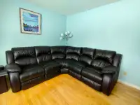 Black genuine Leather sofe