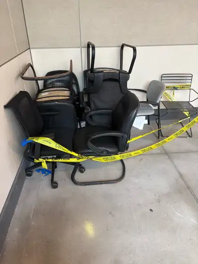 These pre-owned office chairs, including various mesh, fabric, and metal frame styles, are available...