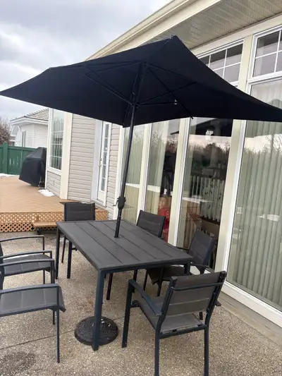 outdoor Alumimum Table and 6 Chairs & 2 Umbrellas, View more