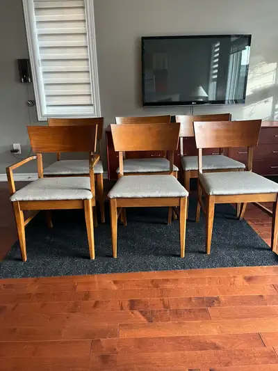Mid-Century Modern Wood Dining Chairs - Set of 6, View more
